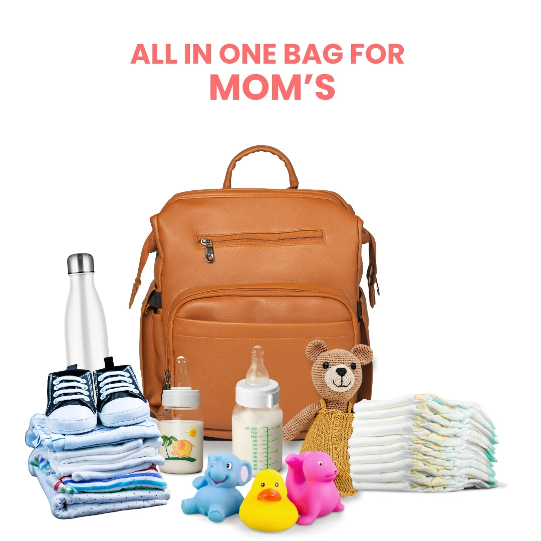 Premium Vegan Leather Baby Diaper Bag