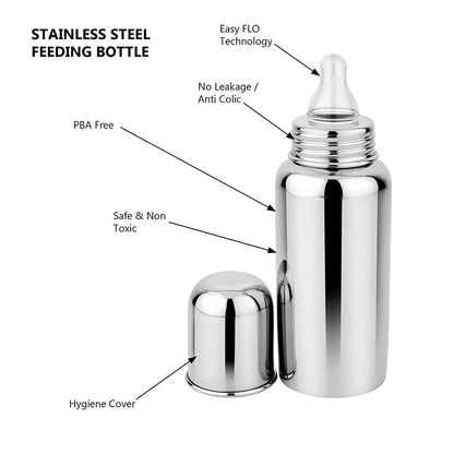 Stainless Steel Baby Bottle – Safe, Anti-Colic & Leak-Proof