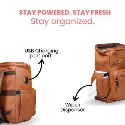 Premium Vegan Leather Baby Diaper Bag