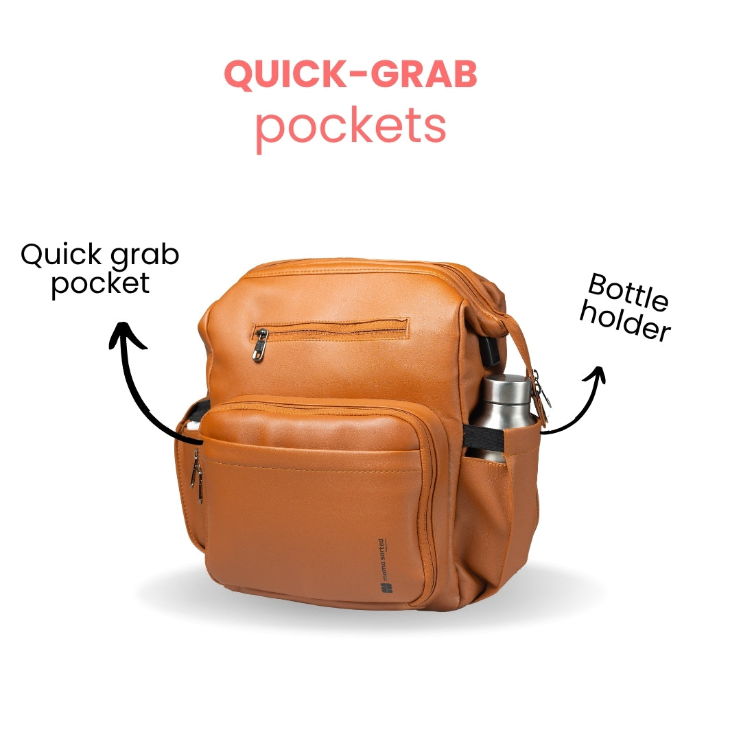 Premium Vegan Leather Baby Diaper Bag